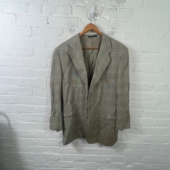 Emporio Armani Other - Emporio Armani Men's Plaid Button Front Blazer Jacket Long Sleeve Gray Size L
